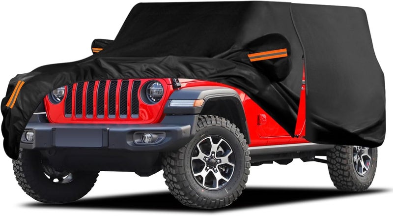 Migaven Waterproof Car Cover for Jeep Wrangler 4 Door 2006-2025 JK JL Outdoor Waterproof Sun Rain Snow Hail Protection with Driver Door Zipper - Image 1